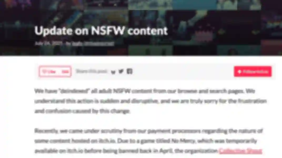 Itch.io deindeksirao NSFW igre zbog pritiska procesora plaćanja